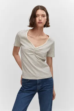 Camiseta fruncida algodón de Mango en Remeras para argentina