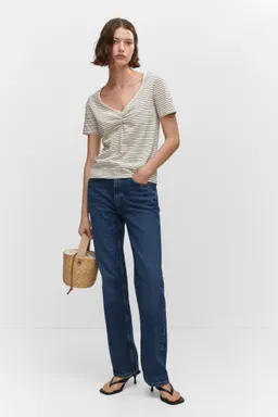 Camiseta fruncida algodón de Mango en Remeras para argentina