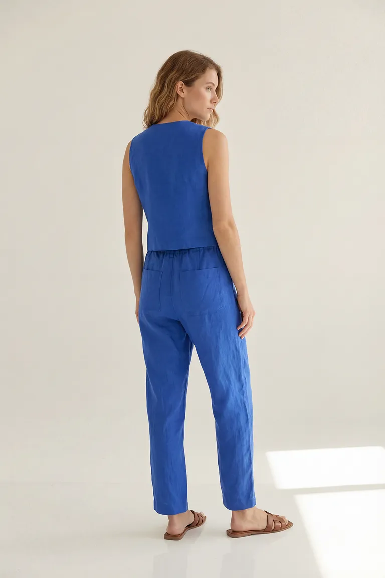 Pantalón de corte recto en color azul - Indumentaria Mujer de Akiabara en Pantalones para argentina