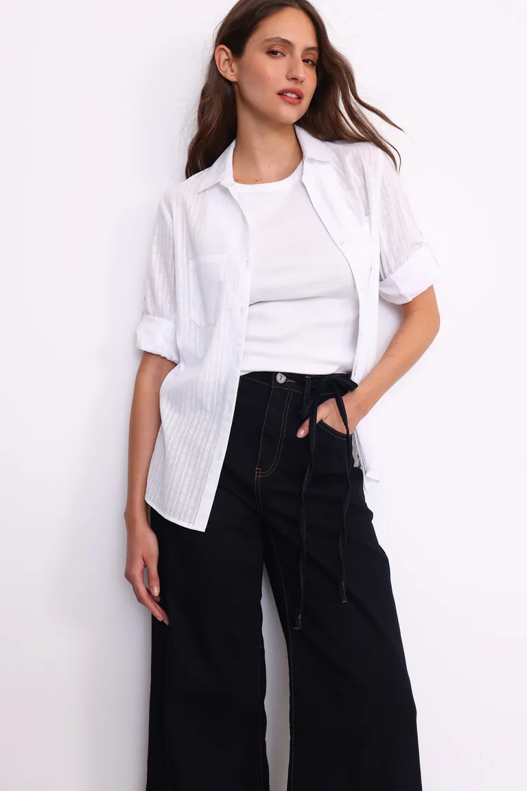 Camisa fantasía blanca con laterales de morley - Diseño único y original de Yagmour en Camisas para argentina