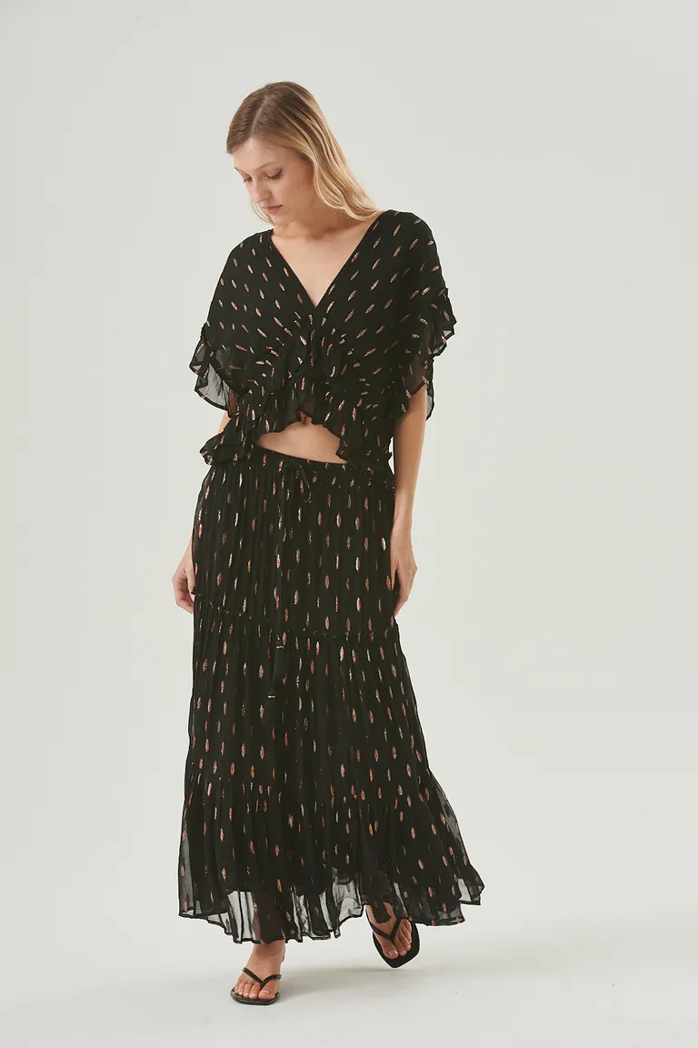 Falda midi con textura granulada y detalles de lurex de Sweet en Faldas para argentina