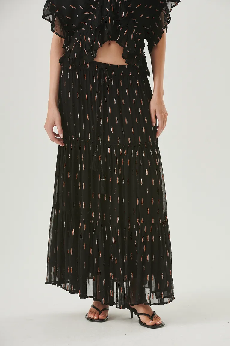 Falda midi con textura granulada y detalles de lurex de Sweet en Faldas para argentina