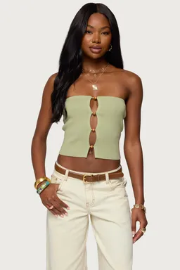 Top tejido strapless con aberturas de Edikted en Tops para argentina
