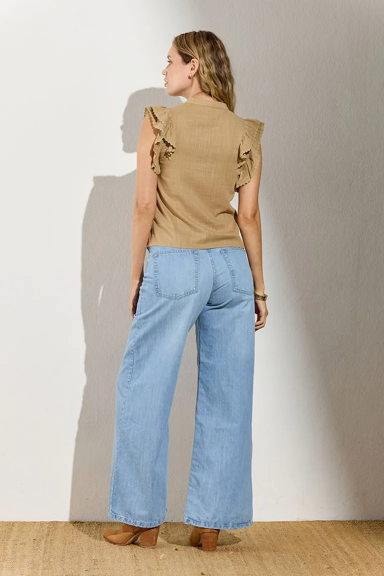 Pantalones de denim de corte wide leg en tiro alto de Indiastyle en Pantalones para argentina