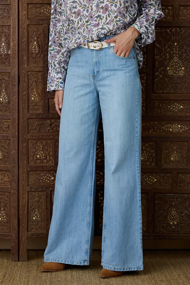 Pantalones de denim de corte wide leg en tiro alto de Indiastyle en Pantalones para argentina