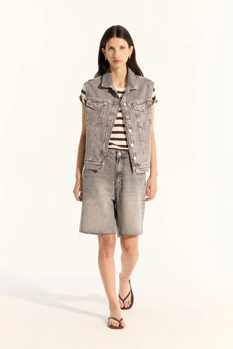 Bermudas de mezclilla grises para mujer, modelo cómodo y holgado para el verano de Portsaid en Shorts para argentina