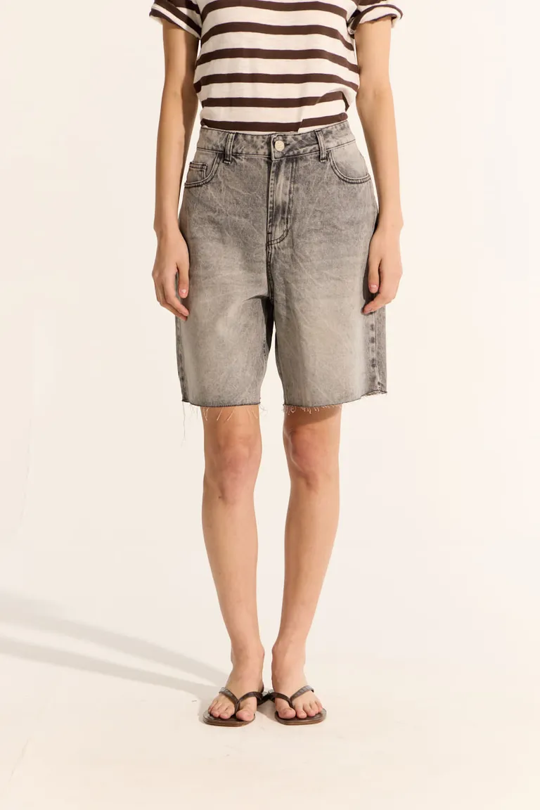 Bermudas de mezclilla grises para mujer, modelo cómodo y holgado para el verano de Portsaid en Shorts para argentina