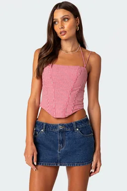 Corset cuadros lazos pippa de Edikted en Tops para argentina