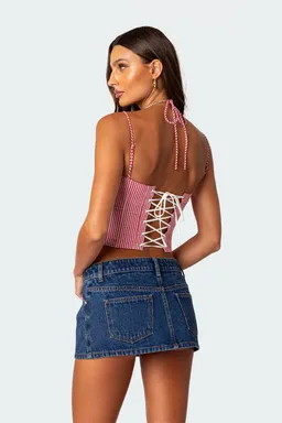 Corset cuadros lazos pippa de Edikted en Tops para argentina