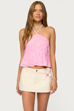 Top halter ayva floral bordado de Edikted en Tops para argentina