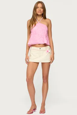 Top halter ayva floral bordado de Edikted en Tops para argentina