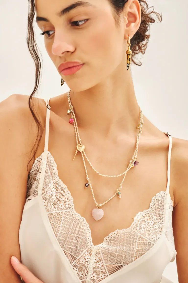 Collar doble con dijes decorativos y detalles brillantes de Rapsodia en Bijouterie para argentina