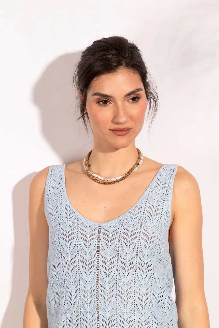 Top tejido al crochet en blanco, de corte holgado y estilo casual de Indiastyle en Tops para argentina