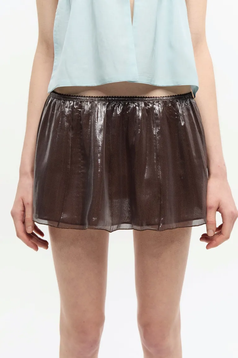 Falda de seda con detalles en lurex, de corte acampanado y tiro bajo de Ay Not Dead en Faldas para argentina