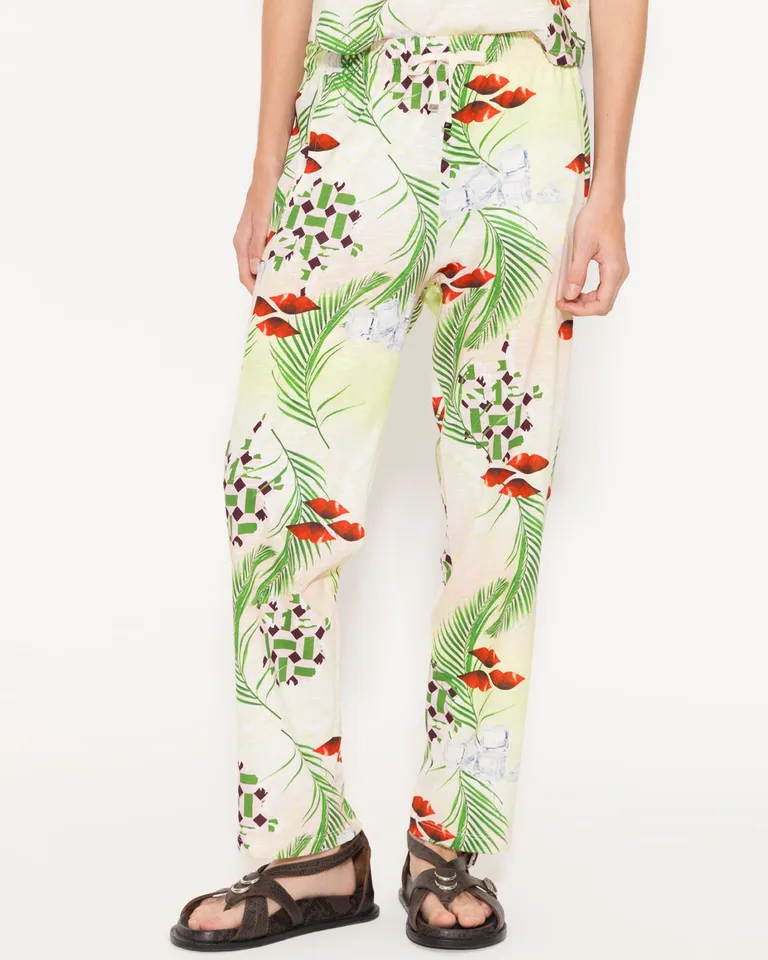 Pantalón estampado de algodón con cintura elástica y calce cómodo de Jazmin Chebar en Pantalones para argentina