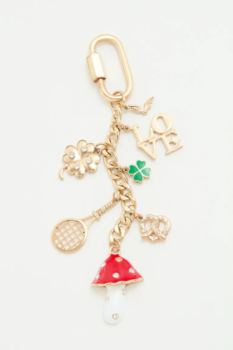 Llavero decorativo con dijes múltiples en cadena de 17 cm con diseño de hongo de Rapsodia en Llaveros para argentina