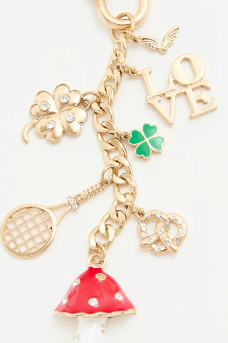 Llavero decorativo con dijes múltiples en cadena de 17 cm con diseño de hongo de Rapsodia en Llaveros para argentina