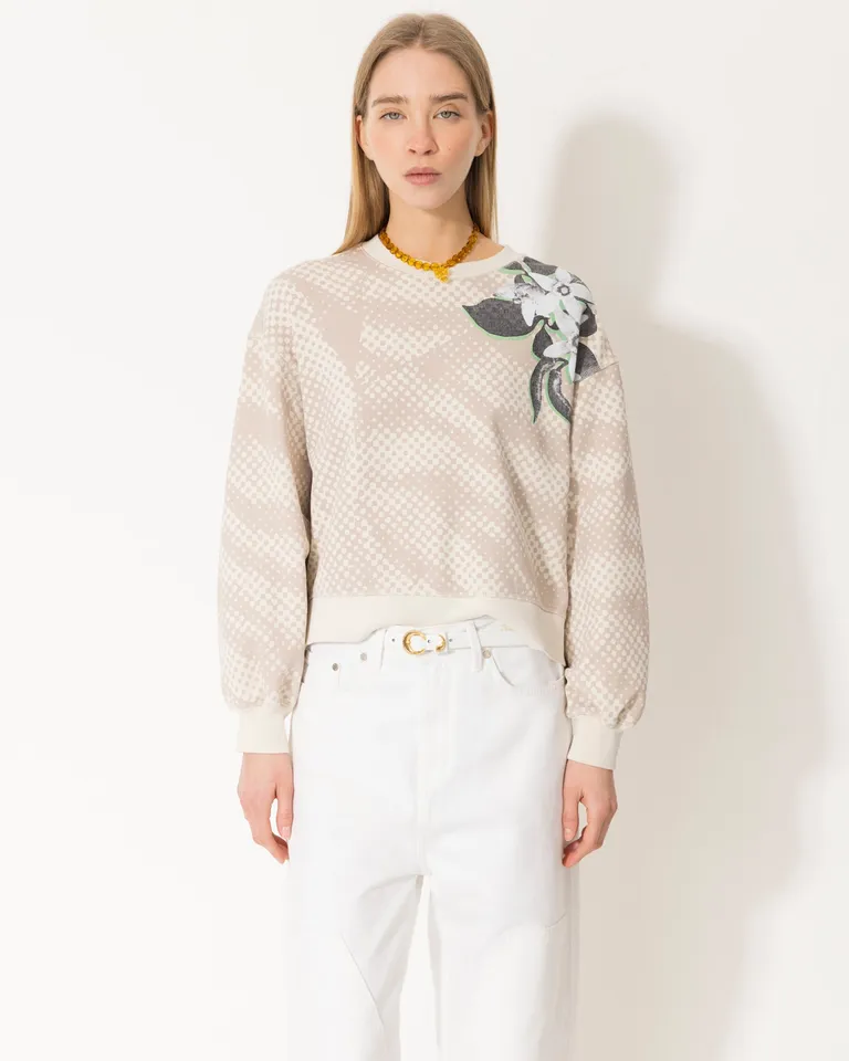 Buzo de punto con estampa floral para mujer de Jazmin Chebar en Buzos y Sweaters para argentina