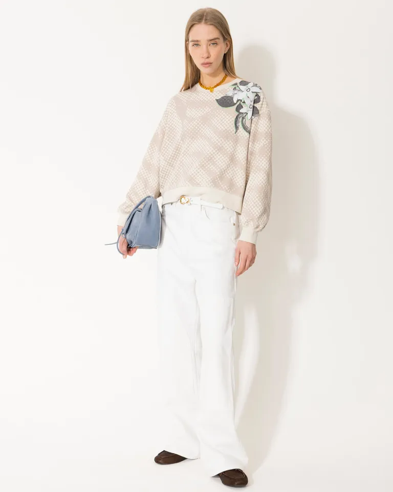 Buzo de punto con estampa floral para mujer de Jazmin Chebar en Buzos y Sweaters para argentina