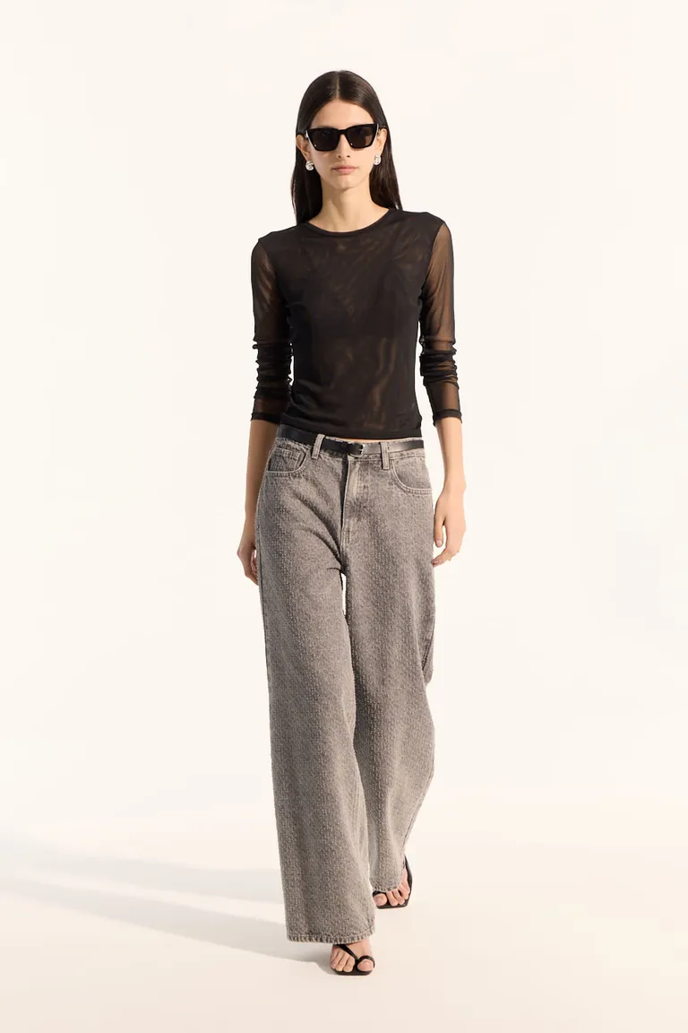 Remera de manga larga con diseño de microtul y delantera doble de Portsaid en Remeras para argentina