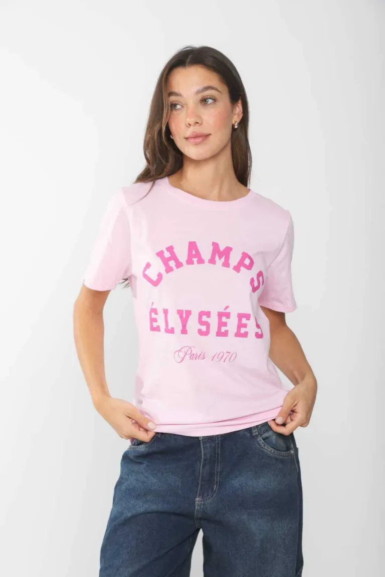 Remera informal de algodón con estampado 'Champs Élysées' para mujer de Belle en Remeras para argentina