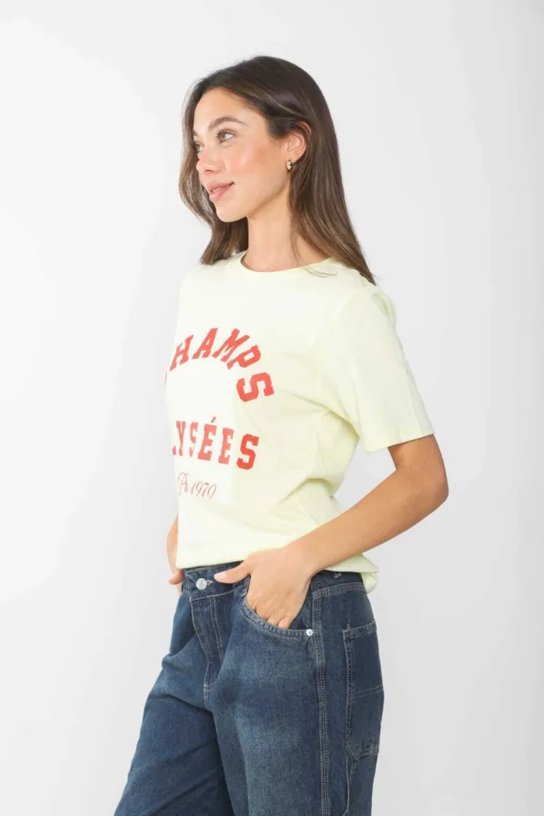 Remera informal de algodón con estampado 'Champs Élysées' para mujer de Belle en Remeras para argentina