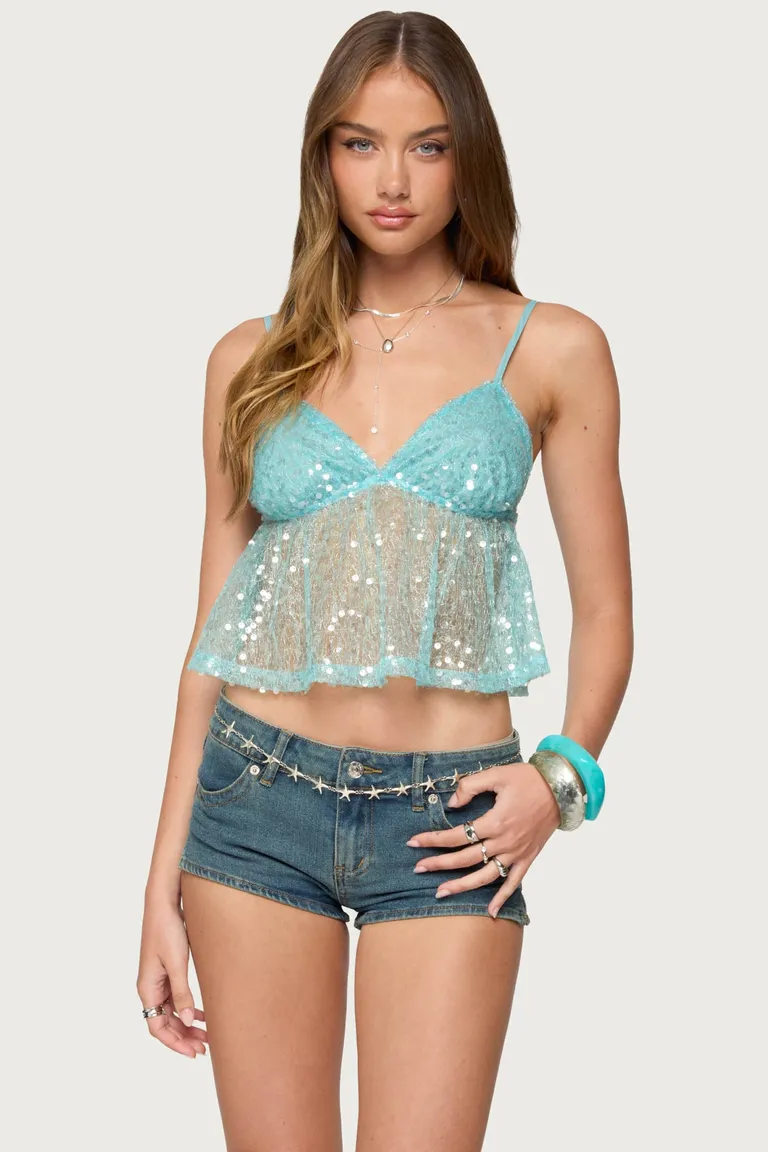 Musculosa babydoll lentejuelas de Edikted en Tops para argentina