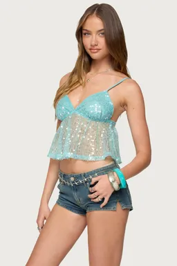 Musculosa babydoll lentejuelas de Edikted en Tops para argentina