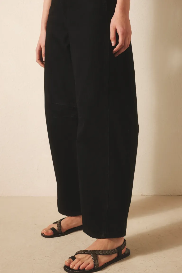 Pantalón de tiro medio-alto con piernas anchas y acabado balloon en denim negro de Rapsodia en Pantalones para argentina