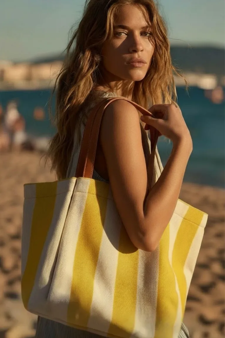 Cartera de tejido técnico bicolor con correa de cuero para mujer de Maria Cher en Bolsos y Carteras para argentina