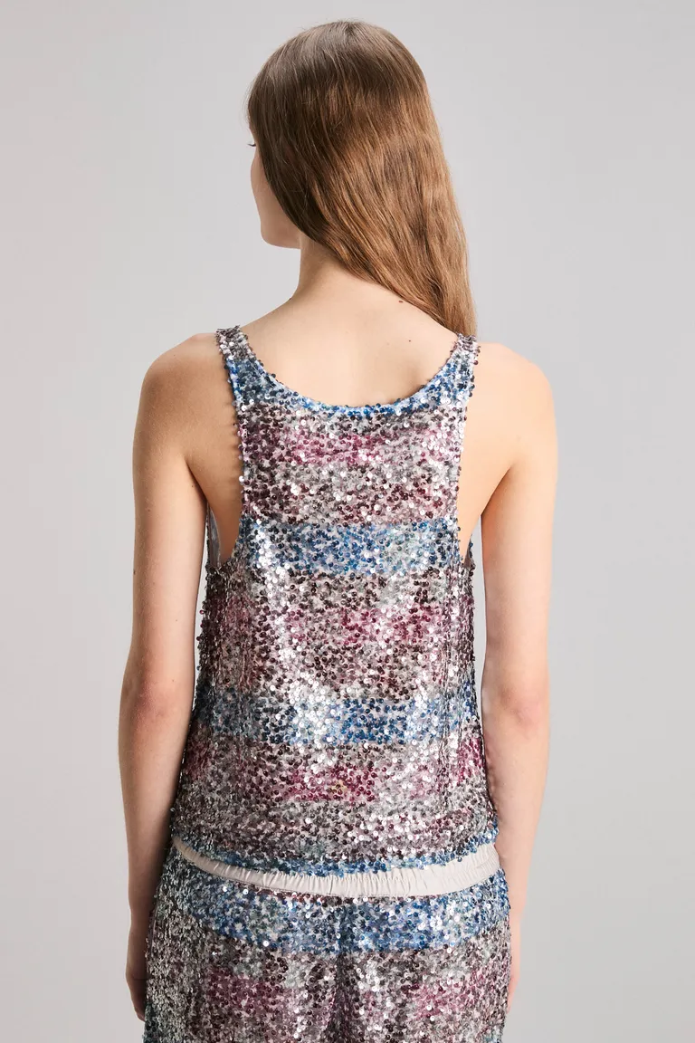 Top en lentejuelas con diseño exclusivo y forrado en microtul de Kosiuko en Tops para argentina