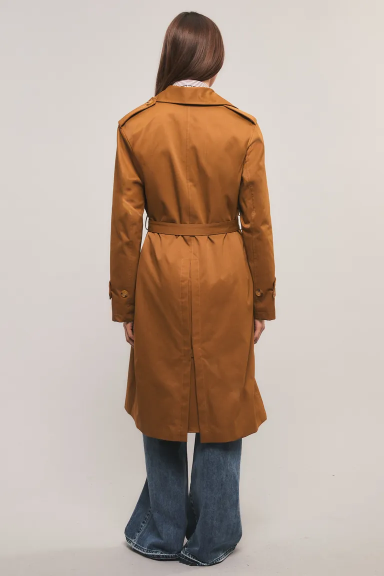 Trench coat largo de estilo clásico con botones frontales y cuello tradicional para mujer de Kosiuko en Tapados para argentina