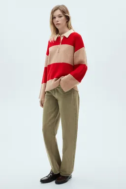 Sweater rayado cuello polo de Mango en Buzos y Sweaters para argentina