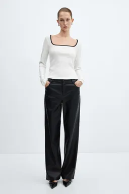 Camiseta canalé escote cuadrado de Mango en Buzos y Sweaters para argentina