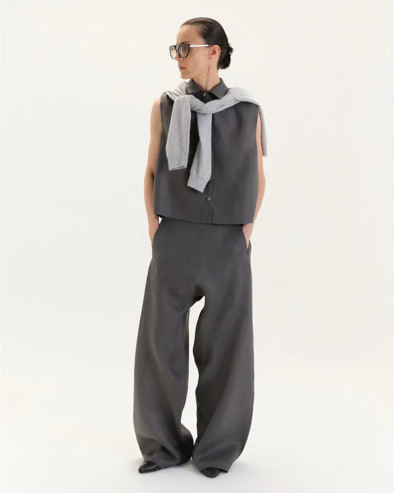 Camisa de lino sin mangas de corte regular y diseño elegante de Blue Sheep en Camisas para argentina