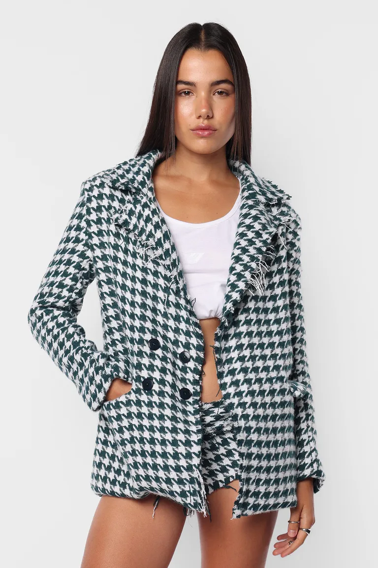 Blazer oversize de estilo houndstooth con hombreras y cierre cruzado de Top White en Blazers para argentina