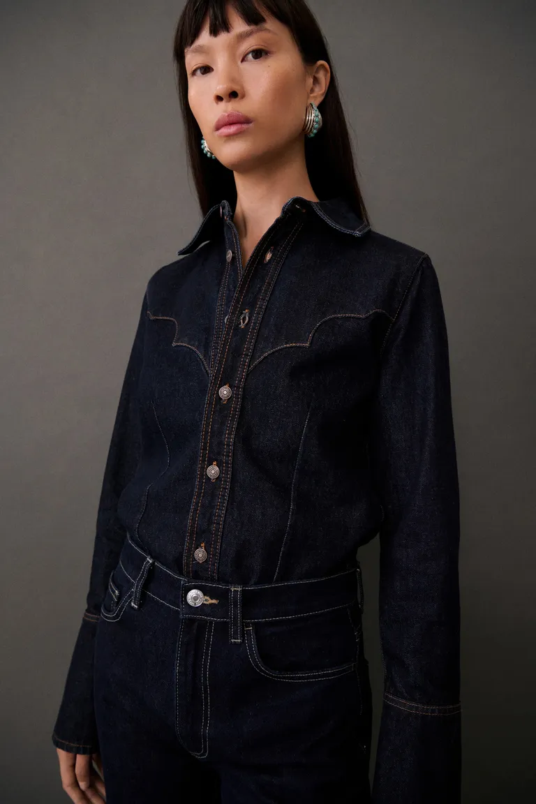 Camisa jean con costuras de Mango en Camisas para argentina