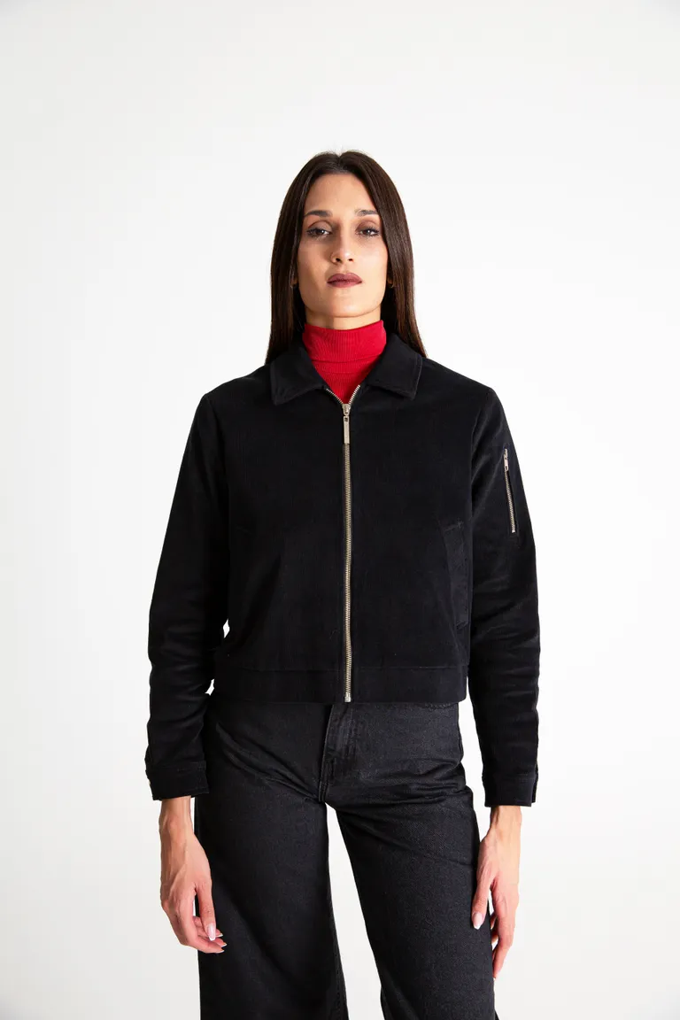 Chaqueta de corderoy negra con cierre metálico y bolsillo de la marca de Naíma en Chaquetas para argentina