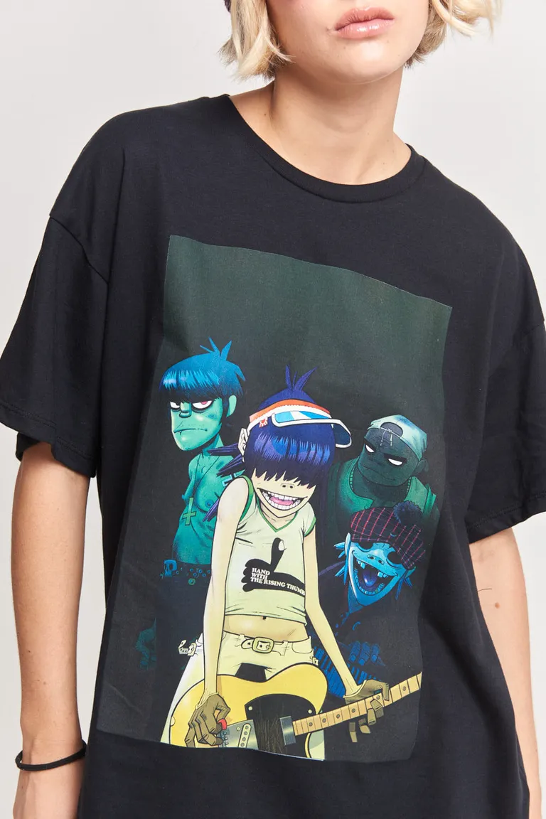 Remera negra oversized con estampa de licencia Gorillaz de 47 Street en Remeras para argentina
