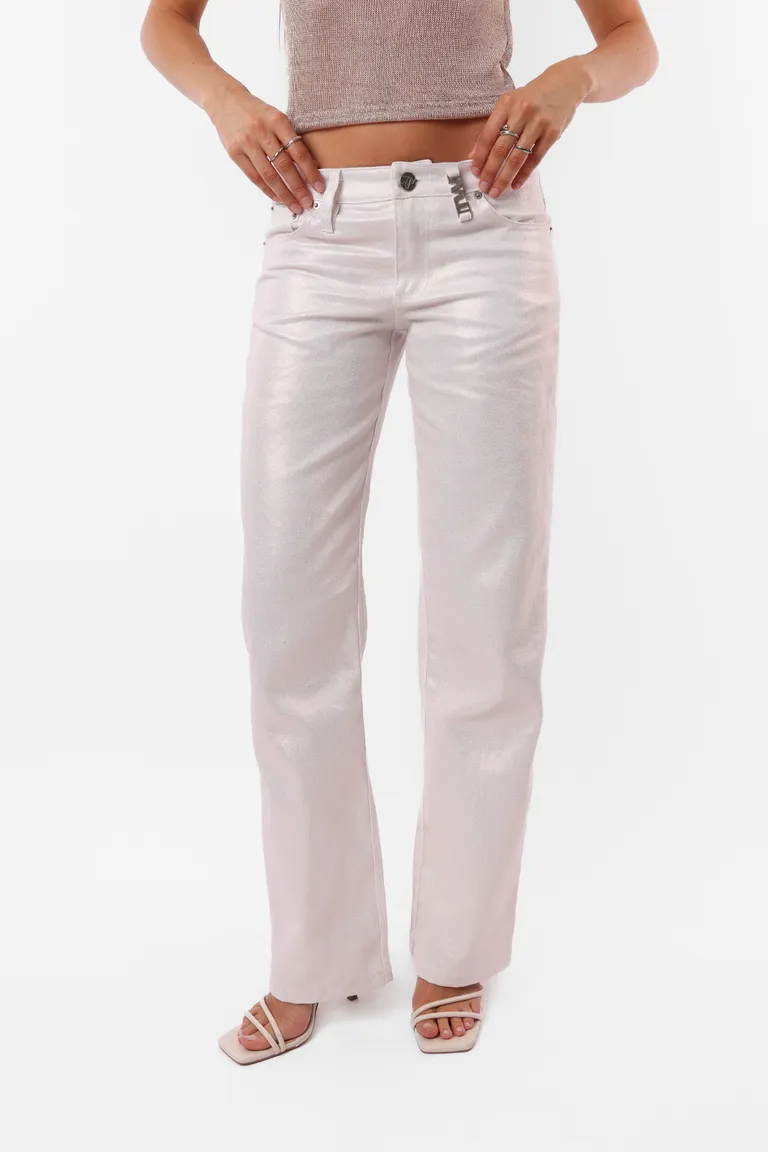 Pantalón de corte recto en acabado metalizado con detalles exclusivos de Top White en Pantalones para argentina