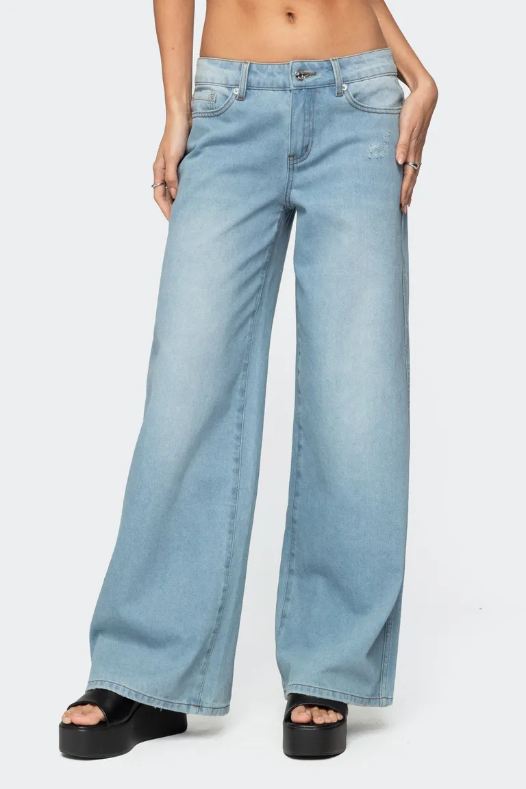 Jeans Tiro Bajo Rotos Ripley Pantalones Azul BKSTG