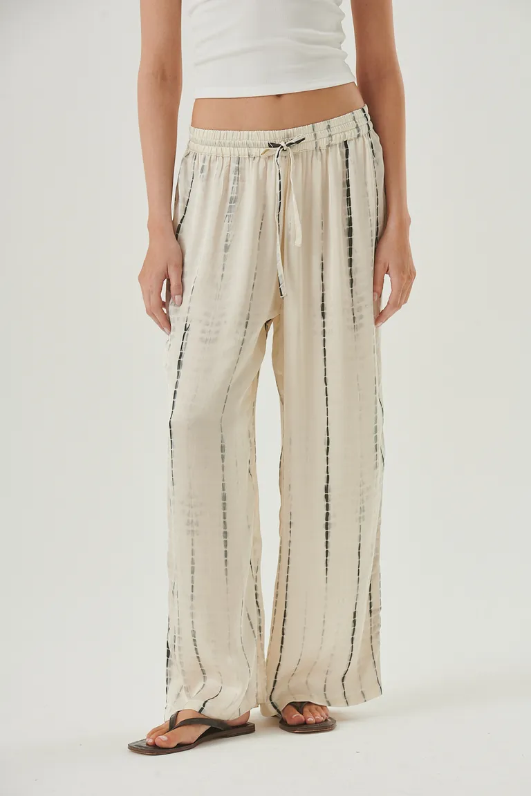 Pantalón de modal satinado con estampa de líneas verticales y cintura elástica ajustable de Sweet en Pantalones para argentina