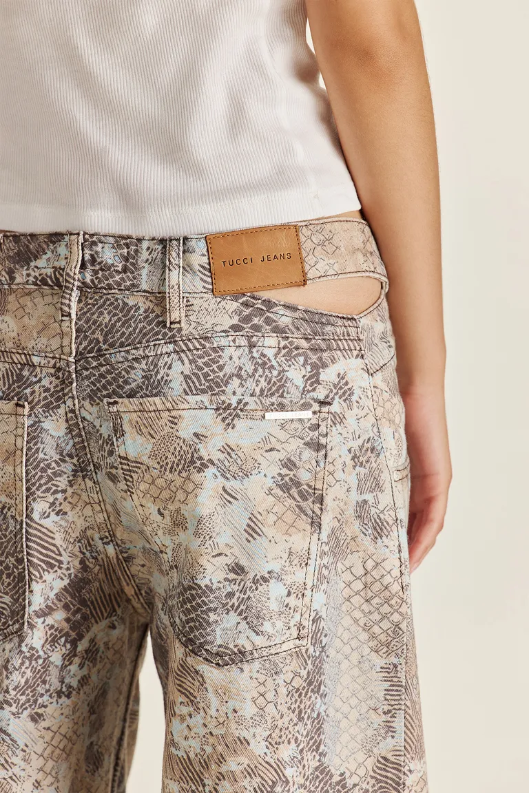 Pantalón de denim con estampado exclusivo y corte relajado de Tucci en Pantalones para argentina