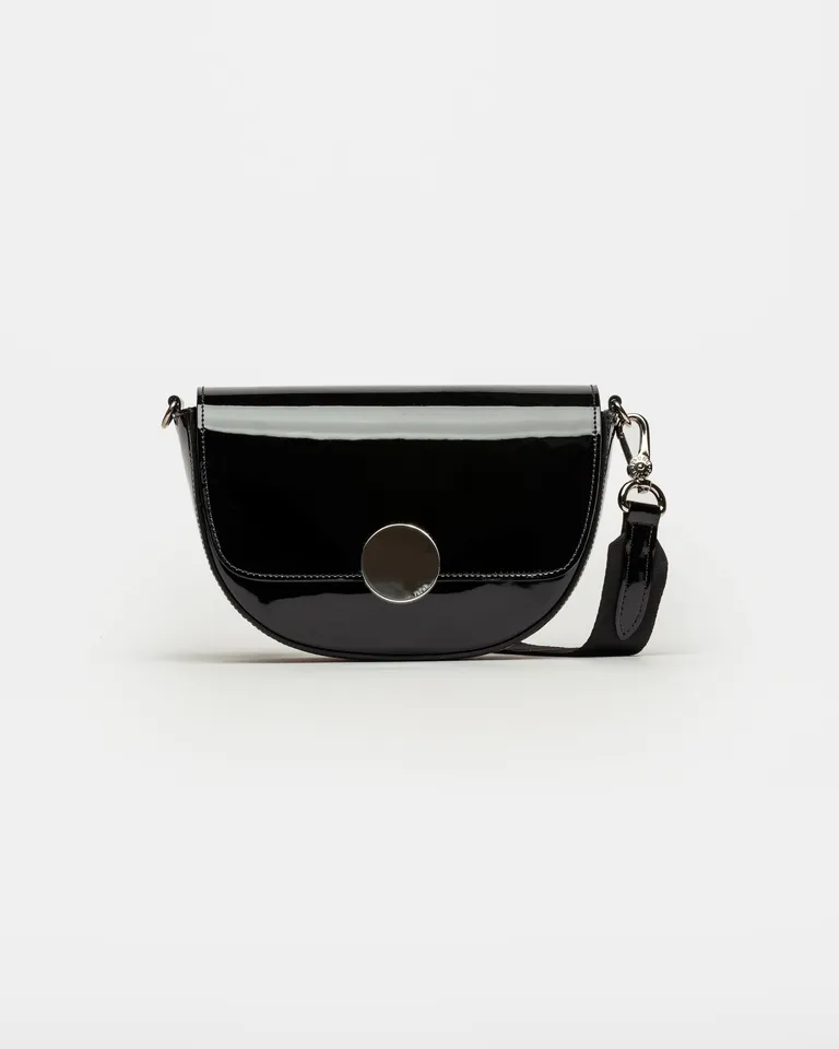 Bandolera Circular de Cuero Charol con Herraje en Níquel para Mujer de Prüne en Bolsos y Carteras para argentina