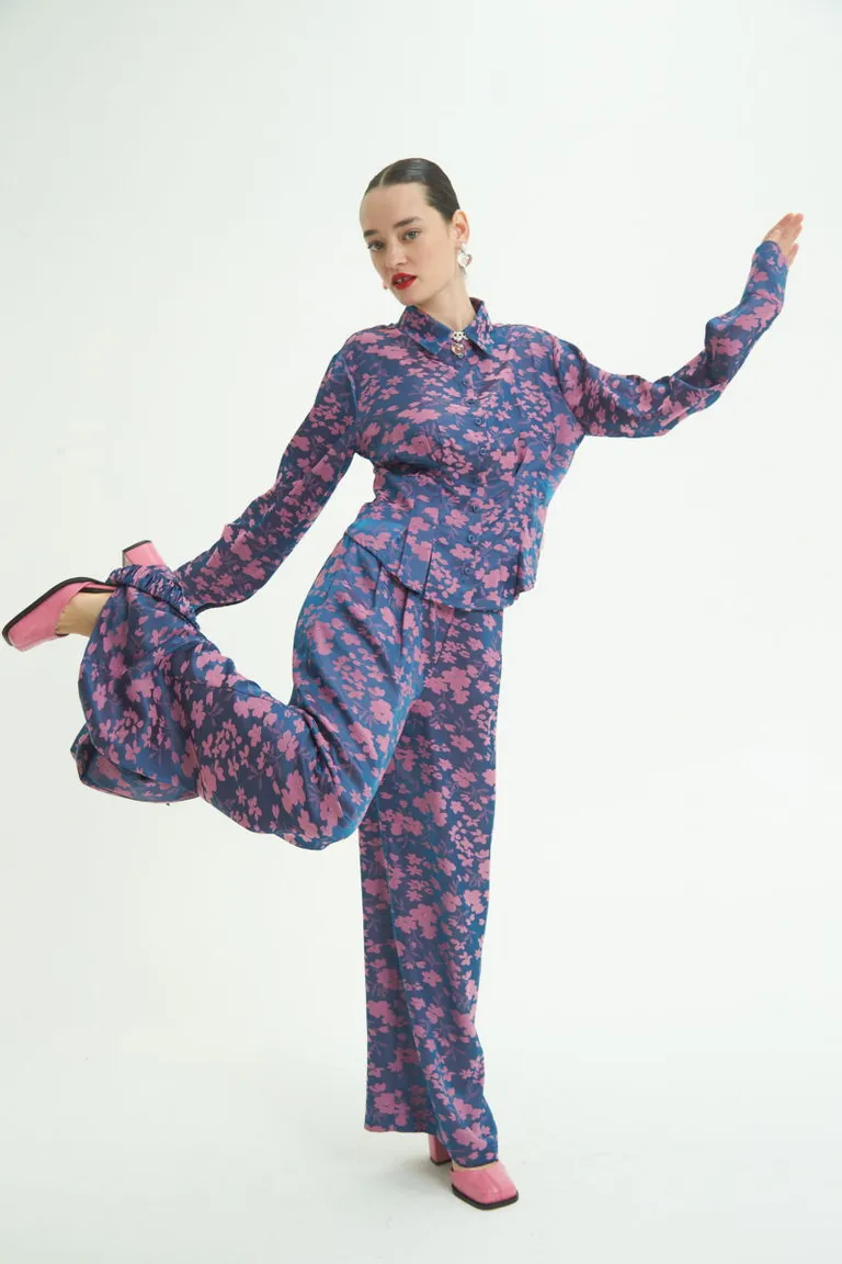 Pantalón de estilo jacquard con diseño floral y corte oversize de Las Pepas en Pantalones para argentina