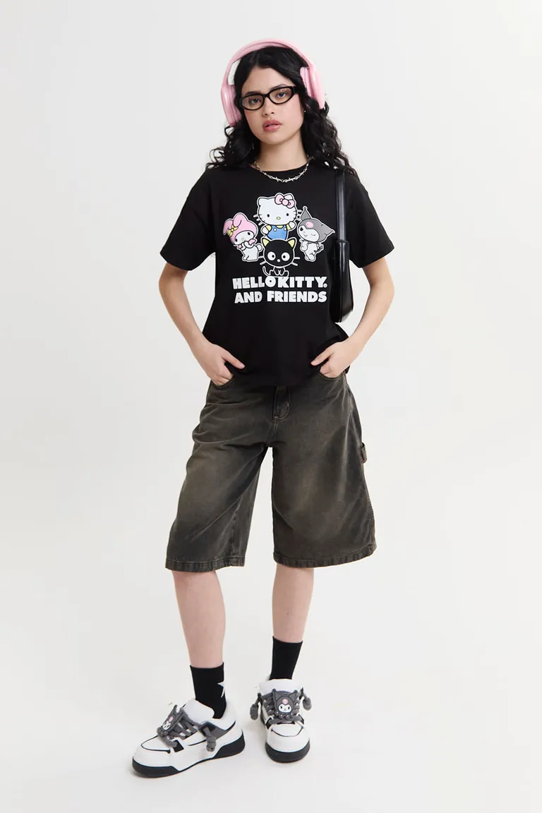 Bermuda de denim gris oscuro de tiro medio y pierna recta hasta la rodilla de 47 Street en Pantalones para argentina