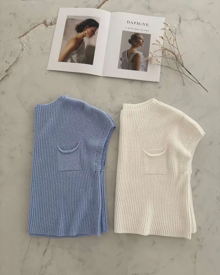 Chaleco oversize de hilo con bolsillo y escote bote para mujer de Hesed en Chalecos para argentina