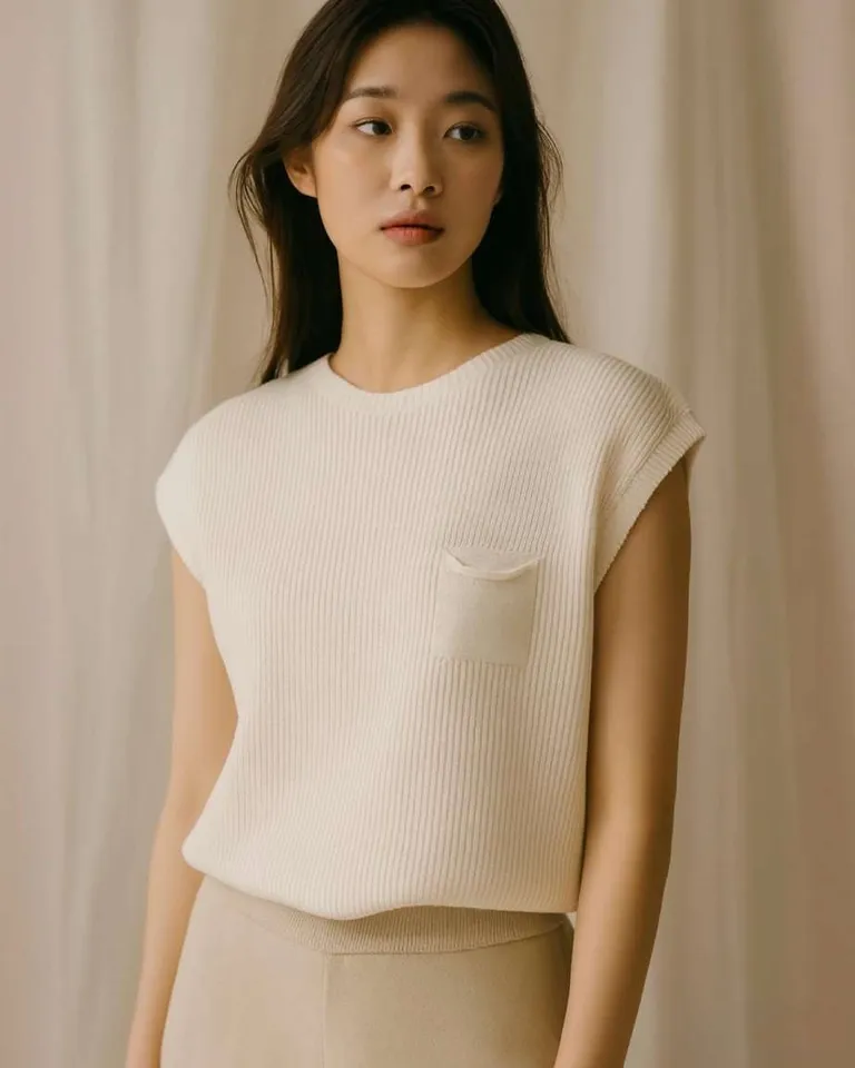 Chaleco oversize de hilo con bolsillo y escote bote para mujer de Hesed en Chalecos para argentina