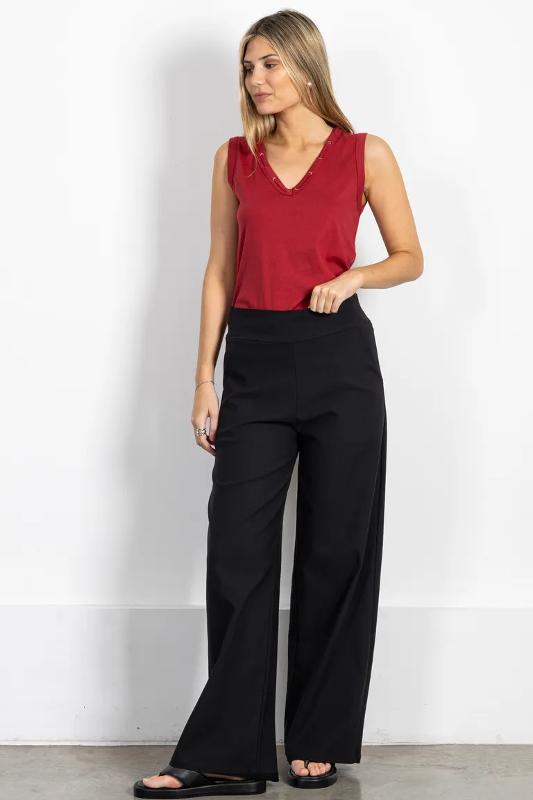 Remera de jersey de algodón sin mangas con detalles de ojales y lazos en el escote de Kill en Remeras para argentina