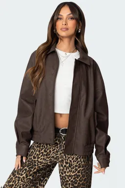 Campera cuero sintético oversize mori de Edikted en Chaquetas para argentina